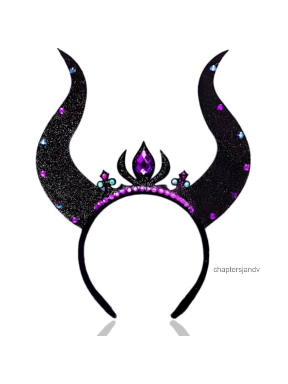 Gothic Devil Horn Headband Rhinestone Gem Cosplay Costume Hair Accessory
